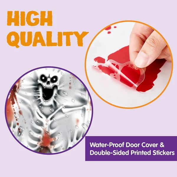 2Pcs Skeleton Door Cover+Bloody Window Stickers 6 2Pcs Skeleton Door Cover+Bloody Window Stickers - Image 4