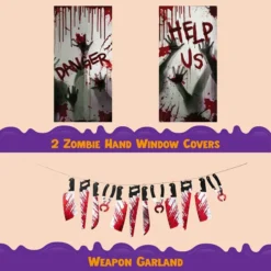 2Pcs Zombie Hand Window Covers+Weapon Garland -Spirit Halloween Shop 2Pcs Zombie Hand Window CoversWeapon Garland 6 result 600x600 1