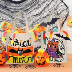 3pcs Halloween Tote Canvas Bag Large 13.75in -Spirit Halloween Shop 3 Large Halloween Tote Bags 2 600x600 1