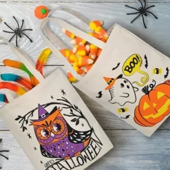 3pcs Halloween Tote Canvas Bag Large 13.75in -Spirit Halloween Shop 3 Large Halloween Tote Bags 7 600x600 1