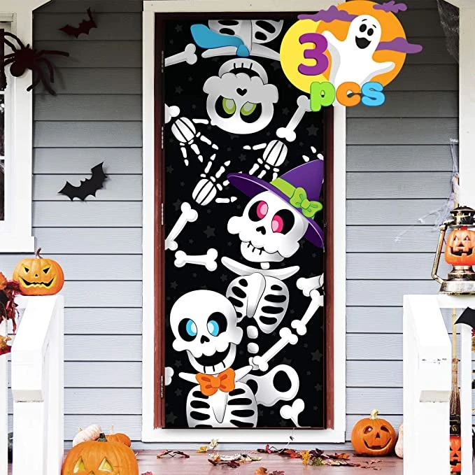 3pcs Cute Skeleton Family Door Cover 3D 30in X 72in 4 3pcs Cute Skeleton Family Door Cover 3D 30in X 72in - Image 2
