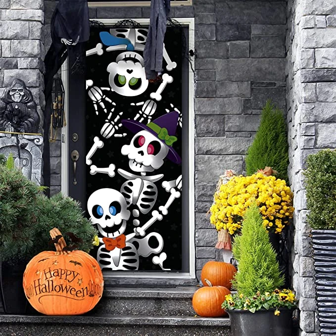 3pcs Cute Skeleton Family Door Cover 3D 30in X 72in 3 3pcs Cute Skeleton Family Door Cover 3D 30in X 72in