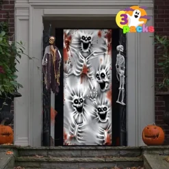 3pcs Skeleton Door Cover For Halloween 30in X 72in -Spirit Halloween Shop 3 Piece Skeleton Door Cover 4
