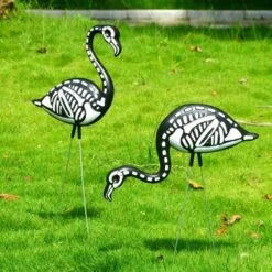 2Pcs Skeleton Flamingo Yard Stake -Spirit Halloween Shop 30768 4 600x600 1
