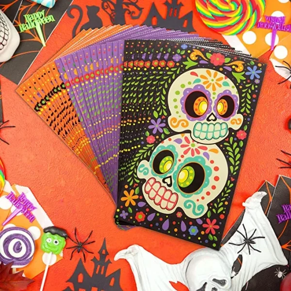 36pcs Day Of The Dead Treat Bags With Stickers 3 36pcs Day Of The Dead Treat Bags With Stickers
