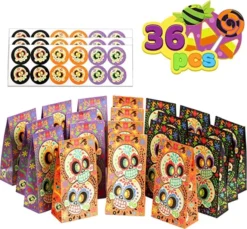 36pcs Day Of The Dead Treat Bags With Stickers 9 36pcs Day Of The Dead Treat Bags With Stickers -Spirit Halloween Shop 36 Halloween Day Of The Dead Treat Bags 7 600x557 1