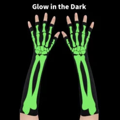 3Pcs Skeleton Fingerless Long Gloves (Glow In The Dark) -Spirit Halloween Shop 3Pcs Skeleton Fingerless Long Gloves Glow in the Dark 5 result 600x600 1