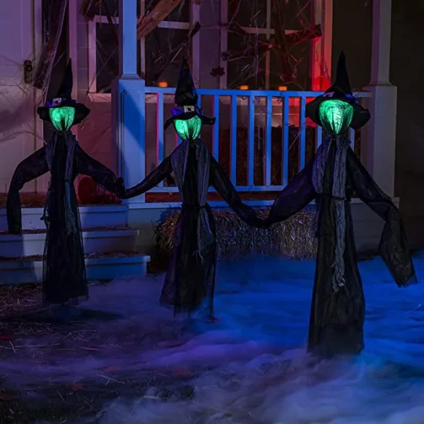 3pcs Outdoor Witch Decorations With Glowing Heads 3 3pcs Outdoor Witch Decorations With Glowing Heads
