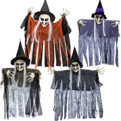 4pcs Halloween Hanging Witch Decoration 24in -Spirit Halloween Shop 4 Pcs Hanging Witches Purple Orange Green Grey 24in 5 1 600x602 1
