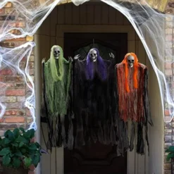3pcs Hanging Skeleton Grim Reaper Decoration 35.3in