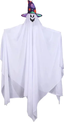 Light-up Hanging Ghost With Hat, Blue Lights 47in -Spirit Halloween Shop 47 Light up Hanging Ghost with Hat Blue Lights 4 600x1135 1