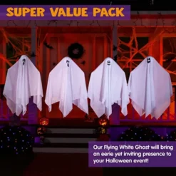 4pcs Halloween Hanging Ghosts 27.5in -Spirit Halloween Shop 4Pcs Hanging Ghosts 27 3 600x600 1