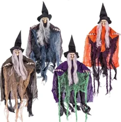 4pcs Hanging Witch Decoration 19.6in -Spirit Halloween Shop 4pcs Hanging Witch Decoration 19 6 600x608 1