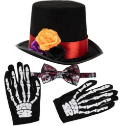 4pcs Mens Day Of The Dead Halloween Costume Accessories