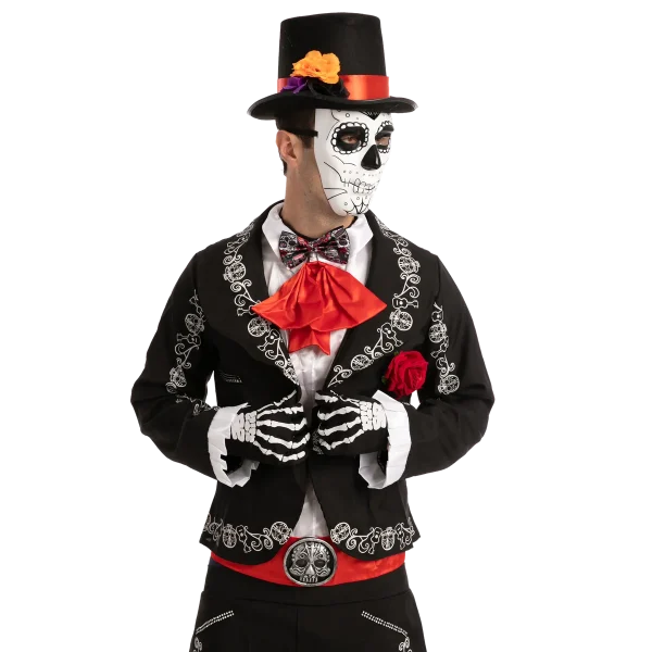 4pcs Mens Day Of The Dead Halloween Costume Accessories 5 4pcs Mens Day Of The Dead Halloween Costume Accessories - Image 3