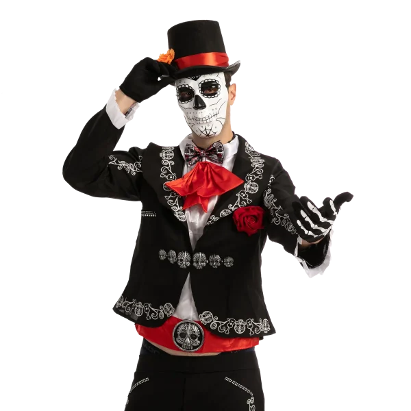 4pcs Mens Day Of The Dead Halloween Costume Accessories 6 4pcs Mens Day Of The Dead Halloween Costume Accessories - Image 4