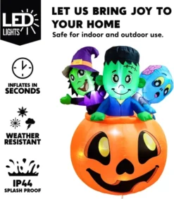 5ft Tall Three Characters On Pumpkin Inflatable -Spirit Halloween Shop 5 ft Three Characters on Pumpkin Inflatable 2 600x686 1