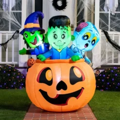 5ft Tall Three Characters On Pumpkin Inflatable -Spirit Halloween Shop 5 ft Three Characters on Pumpkin Inflatable 3 600x600 1