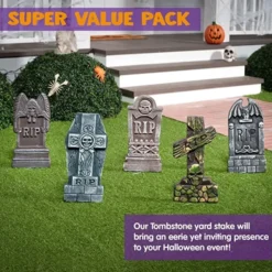 5pcs Halloween Tombstone Decorations 17in 10 5pcs Halloween Tombstone Decorations 17in -Spirit Halloween Shop 5 pack Realistic Foam Tombstones And Stands 4 600x600 1