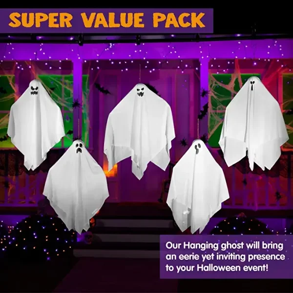5Pcs Halloween Hanging Ghosts Decoration 27.5in 5 5Pcs Halloween Hanging Ghosts Decoration 27.5in - Image 3