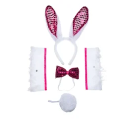5Pcs White Bunny With Sequins Cosplay Accessories Set