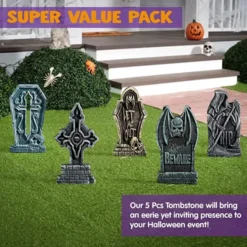 5pcs Foam RIP Graveyard Headstone Decorations 17in -Spirit Halloween Shop 5pcs Foam RIP Graveyard Headstone Decorations 17in 1 600x600 1