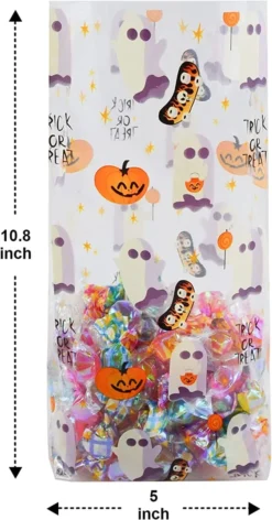 120pcs Cellophane Trick Or Treat Bags -Spirit Halloween Shop 6 Designs Halloween Cellophane Bags20 Pcs 6 600x1146 1