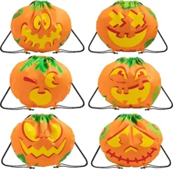 Kids 6pcs Halloween Drawstring Treat Bags