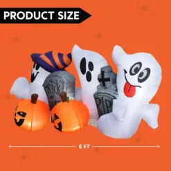 6ft Inflatable LED Ghost With Tombstones And Pumpkins -Spirit Halloween Shop 6 ft Long Horizontal Tombstones with Ghosts 600x600 1