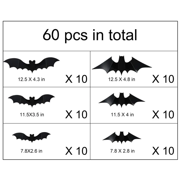 60pcs Halloween Bat Wall Decorations 5 60pcs Halloween Bat Wall Decorations - Image 3