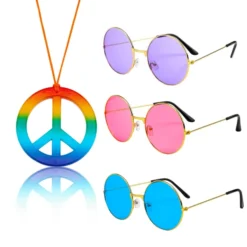 6Pcs Hippie Glasses And PEACE Necklaces -Spirit Halloween Shop 6Pcs Hippie Glasses and PEACE Necklaces 5 result 600x600 1