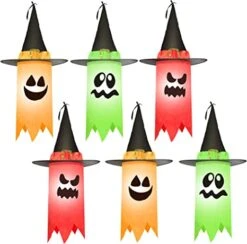 6pcs Light Up Hanging Halloween Ghost Decorations 24in