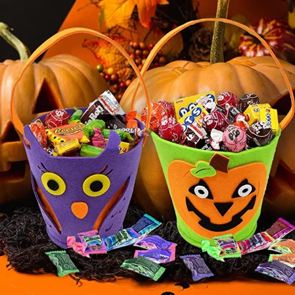 6Pcs Pumpkin Candy Holder Buckets 6.5in