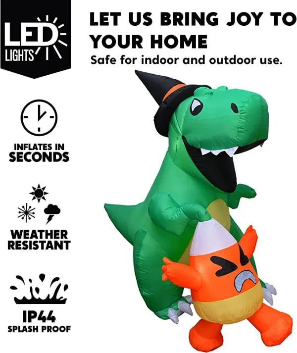 6ft Inflatable LED Dinosaur Catching Candy Corn 5 6ft Inflatable LED Dinosaur Catching Candy Corn - Image 3
