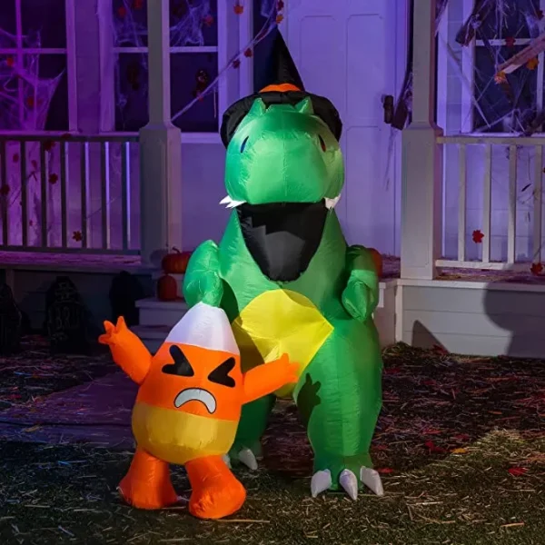 6ft Inflatable LED Dinosaur Catching Candy Corn 6 6ft Inflatable LED Dinosaur Catching Candy Corn - Image 4