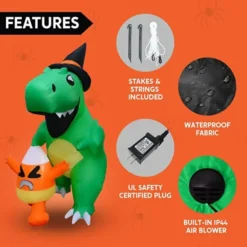 6ft Inflatable LED Dinosaur Catching Candy Corn 13 6ft Inflatable LED Dinosaur Catching Candy Corn -Spirit Halloween Shop 6ft Halloween Inflatable Dinosaur Catching Candy Corn 6 result 600x600 1