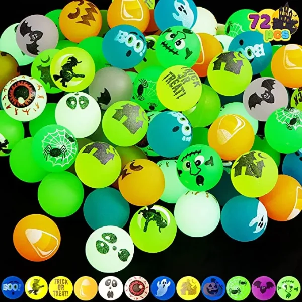 72Pcs Halloween Glow-in-the-Dark Bouncy Balls With 12 Varied Designs 4 72Pcs Halloween Glow-in-the-Dark Bouncy Balls With 12 Varied Designs - Image 2