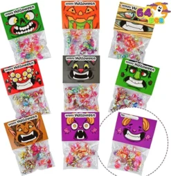 64pcs Halloween Cellophane Treat Bags With Flip Over Cards 10 64pcs Halloween Cellophane Treat Bags With Flip Over Cards -Spirit Halloween Shop 8 Designs Cellophane Bags 64 Pcs 5 600x619 1