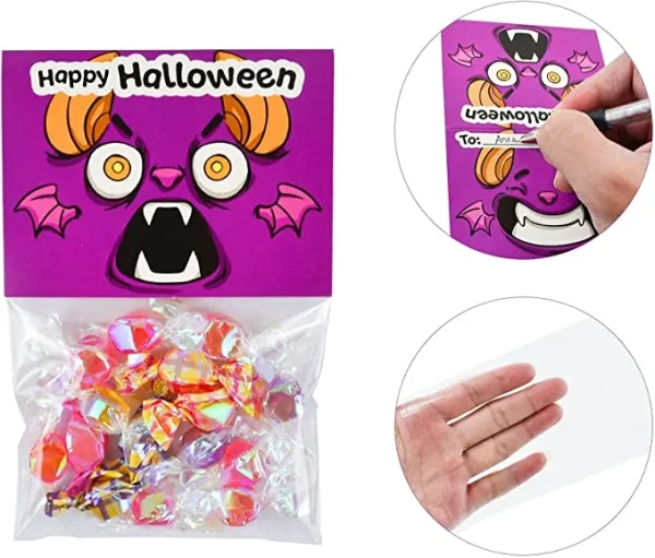 64pcs Halloween Cellophane Treat Bags With Flip Over Cards 7 64pcs Halloween Cellophane Treat Bags With Flip Over Cards - Image 5