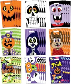 90pcs Plastic Halloween Treat Bags -Spirit Halloween Shop 9 Character Designs Plastic Treat Bags 90 pcs 3 600x706 1