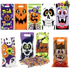 90pcs Plastic Halloween Treat Bags -Spirit Halloween Shop 9 Character Designs Plastic Treat Bags 90 pcs 4 600x583 1