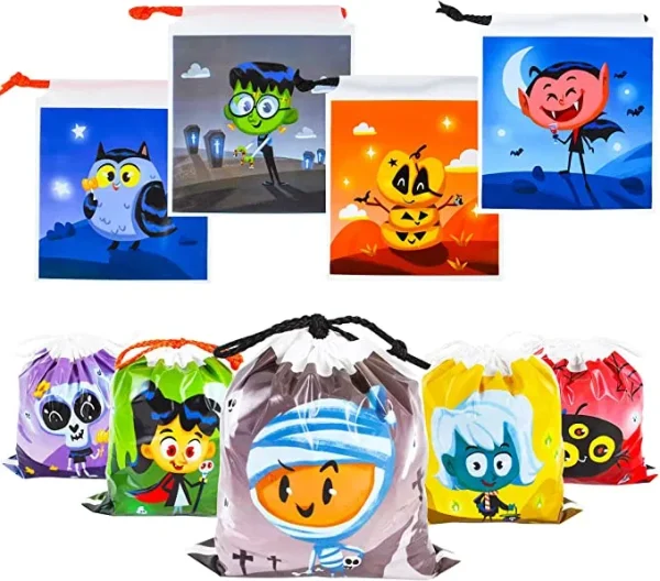 72pcs Plastic Halloween Drawstring Bags