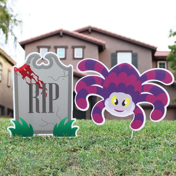 9pcs Halloween Outdoor Corrugate Yard Stake Signs 4 9pcs Halloween Outdoor Corrugate Yard Stake Signs - Image 2