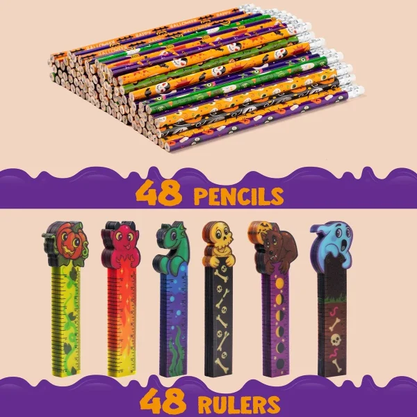 96 Pcs Halloween Pencil And Ruler Set 5 96 Pcs Halloween Pencil And Ruler Set - Image 3