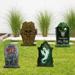 9Pcs Halloween Tombstone Yard Decorations 17in -Spirit Halloween Shop 9Pcs Halloween Tombstone Yard Decorations 17in 4 600x600 1