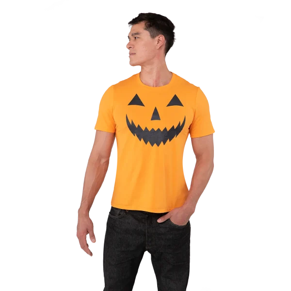 Adult Men Orange Pumpkin T-shirt 5 Adult Men Orange Pumpkin T-shirt - Image 3