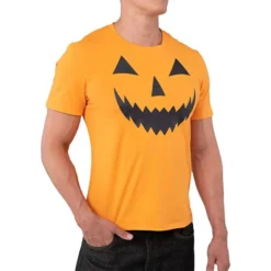 Adult Men Orange Pumpkin T-shirt