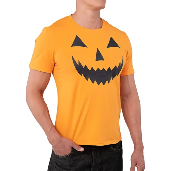 Adult Men Orange Pumpkin T-shirt 3 Adult Men Orange Pumpkin T-shirt
