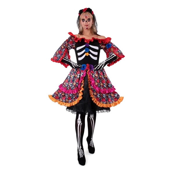 Adult Women Rose Day Of Dead Costume 3 Adult Women Rose Day Of Dead Costume