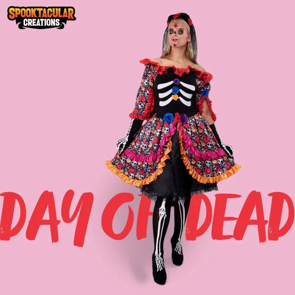 Adult Women Rose Day Of Dead Costume 4 Adult Women Rose Day Of Dead Costume - Image 2